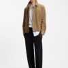 Hugo Suede Jacket with Stitched Breast Pocket Detail Beige