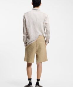 Hugo Stretch Cotton Shorts with Creased Effect Beige