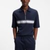Hugo Stretch Cotton Polo Shirt with Logo Tape Dark Blue