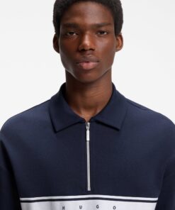 Hugo Stretch Cotton Polo Shirt with Logo Tape Dark Blue