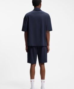 Hugo Stretch Cotton Polo Shirt with Logo Tape Dark Blue