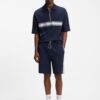 Hugo Stretch Cotton Shorts with Logo Tape Dark Blue