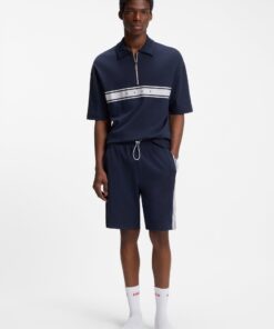 Hugo Stretch Cotton Shorts with Logo Tape Dark Blue