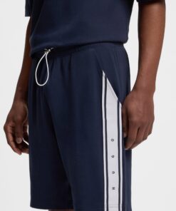 Hugo Stretch Cotton Shorts with Logo Tape Dark Blue