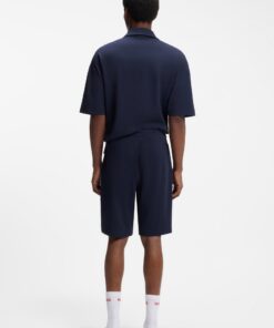 Hugo Stretch Cotton Shorts with Logo Tape Dark Blue
