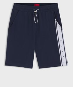 Hugo Stretch Cotton Shorts with Logo Tape Dark Blue