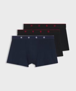 Hugo Jacquard Trunks with Exposed Waistband Black Blue