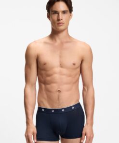 Hugo Jacquard Trunks with Exposed Waistband Black Blue