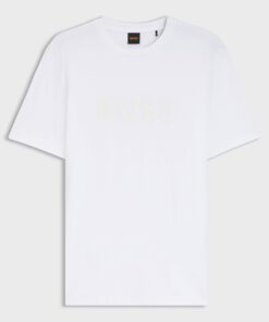 Boss Regular Fit T-Shirt in Cotton with Logo Print White