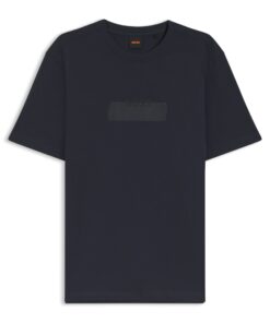 Boss Cotton Jersey T-Shirt with Logo Artwork Light Beige