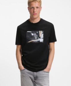 Boss Regular Fit T-Shirt in Lightweight Cotton Jersey Black