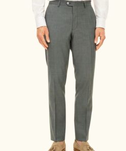 Oscar Jacobson Dandy Regular Fit Plain Weave Wool Stretch Trousers Green
