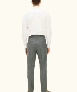 Oscar Jacobson Dandy Regular Fit Plain Weave Wool Stretch Trousers Green