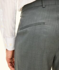 Oscar Jacobson Dandy Regular Fit Plain Weave Wool Stretch Trousers Green