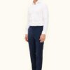 Oscar Jacobson Dandy Regular Fit Plain Weave Wool Stretch Trousers Blue