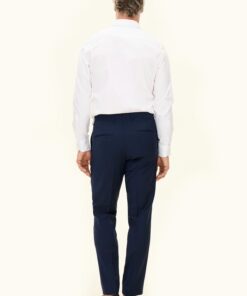 Oscar Jacobson Dandy Regular Fit Plain Weave Wool Stretch Trousers Blue