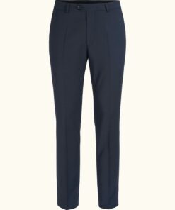 Oscar Jacobson Dandy Regular Fit Plain Weave Wool Stretch Trousers Blue