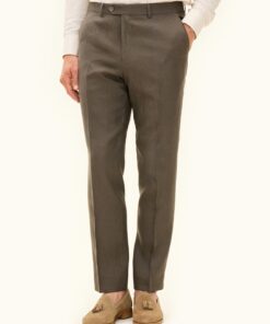 Oscar Jacobson Dandy Regular Fit Linen Trousers Green
