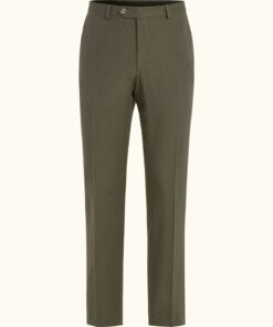 Oscar Jacobson Dandy Regular Fit Linen Trousers Green