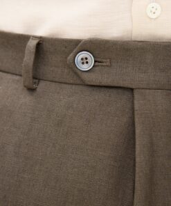 Oscar Jacobson Dandy Regular Fit Linen Trousers Green