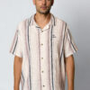 Fat Moose Costa S/S Shirt Ecru Violet Ice Striped