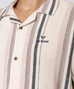 Fat Moose Costa S/S Shirt Ecru Violet Ice Striped