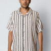 Fat Moose Orlean S/S Shirt Off White Black Striped