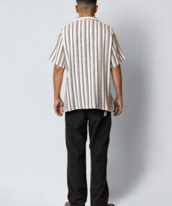 Fat Moose Orlean S/S Shirt Off White Black Striped