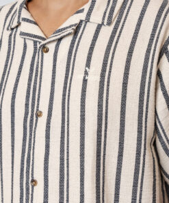 Fat Moose Orlean S/S Shirt Off White Black Striped