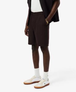 Lacoste Regular Fit Linen Blend Twill Shorts Brown