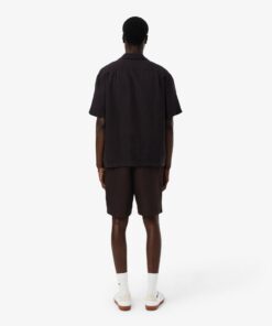Lacoste Regular Fit Linen Blend Twill Shorts Brown