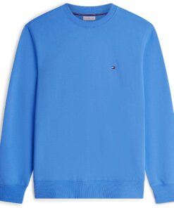 Tommy Hilfigiger Flag Embroidery Terry Crew Neck Sweatshirt Blue