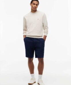 Tommy Hilfigiger Flag Embroidery Terry Crew Neck Sweatshirt Off White