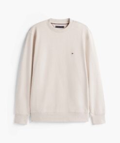 Tommy Hilfigiger Flag Embroidery Terry Crew Neck Sweatshirt Off White