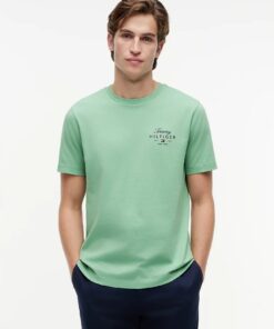 Tommy Hilfiger Logo Jersey Crew Neck T-Shirt Cut Grass