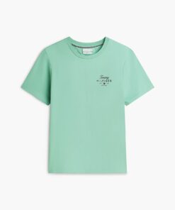 Tommy Hilfiger Logo Jersey Crew Neck T-Shirt Cut Grass