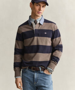 Gant Chambray Stripe Heavy Rugger Ceramic Grey