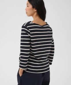 Part Two NelaPW T-Shirt Navy Eggnog Stripe