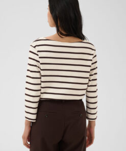Part Two NelaPW T-Shirt Mole Stripe Brown