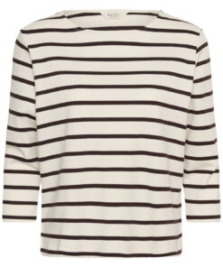 Part Two NelaPW T-Shirt Mole Stripe Brown
