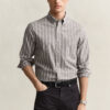 Gant Regular Poplin Melange Stripe Shirt Brown Melange