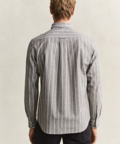 Gant Regular Poplin Melange Stripe Shirt Brown Melange