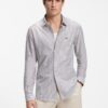 Boss Slim Fit Shirt in Melange Cotton Jersey Green Stripes