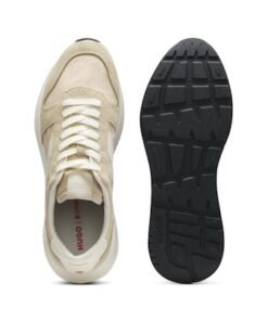 Hugo Suede Trim Trainers with Logo Details Light Beige