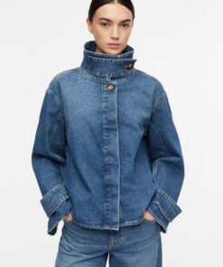 Comma, Denim Jacket with Trench Coat Details Blue