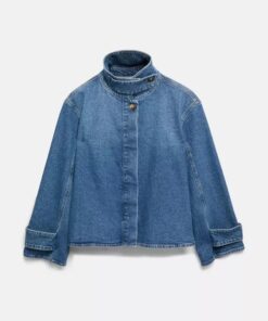Comma, Denim Jacket with Trench Coat Details Blue