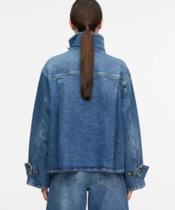 Comma, Denim Jacket with Trench Coat Details Blue