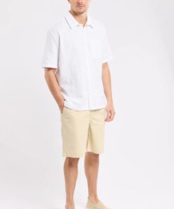 Armor Lux Short Sleeved Shirt Embossed Knit Blanc