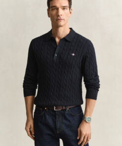Gant Cotton Cable Polo Evening Blue