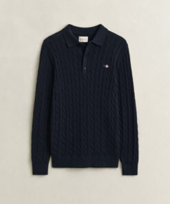 Gant Cotton Cable Polo Evening Blue